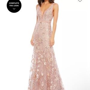 Mac duggal floral embellished plunge neck dress size 2